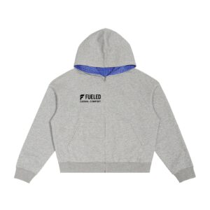 Fueled Casual Comfort's Unisex Contrast Plaid Boxy Zip Hoodie