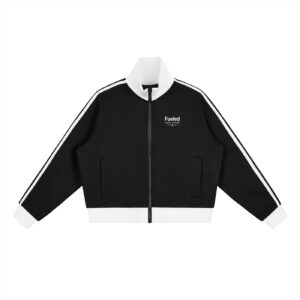 Fueled Casual Comfort's Women's Side Stripe Fleece Cropped Track Jacket